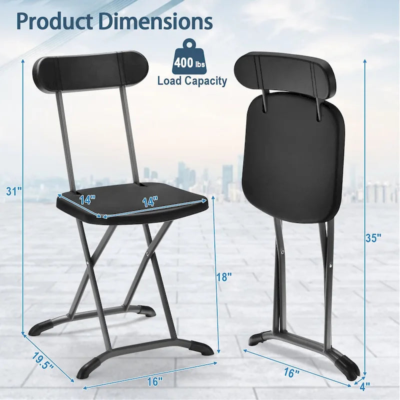 Lot de 4 chaises pliantes – Blanc / Noir