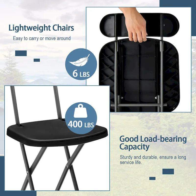 Lot de 4 chaises pliantes – Blanc / Noir