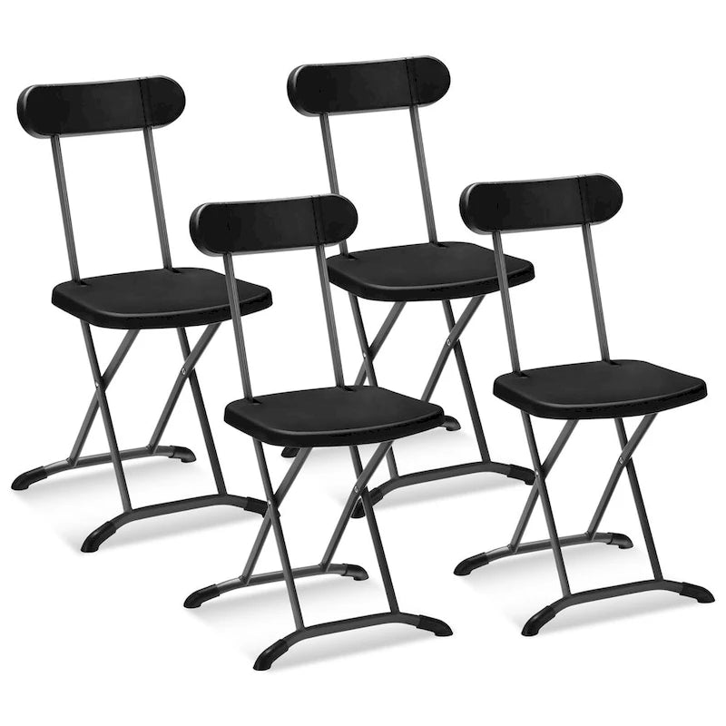 Lot de 4 chaises pliantes – Blanc / Noir