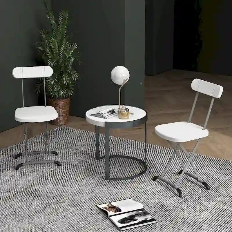 Lot de 4 chaises pliantes – Blanc / Noir