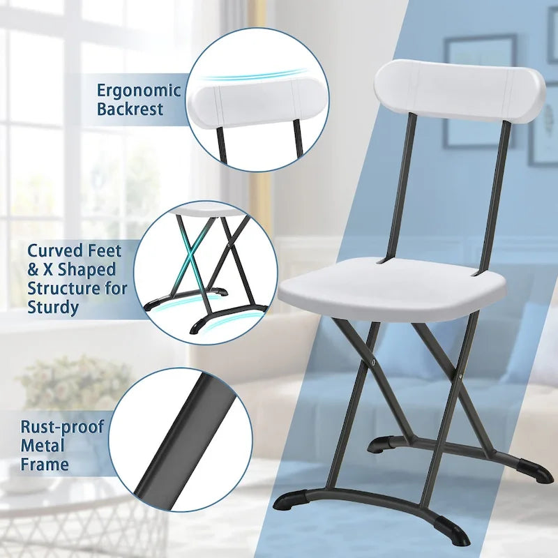 Lot de 4 chaises pliantes – Blanc / Noir