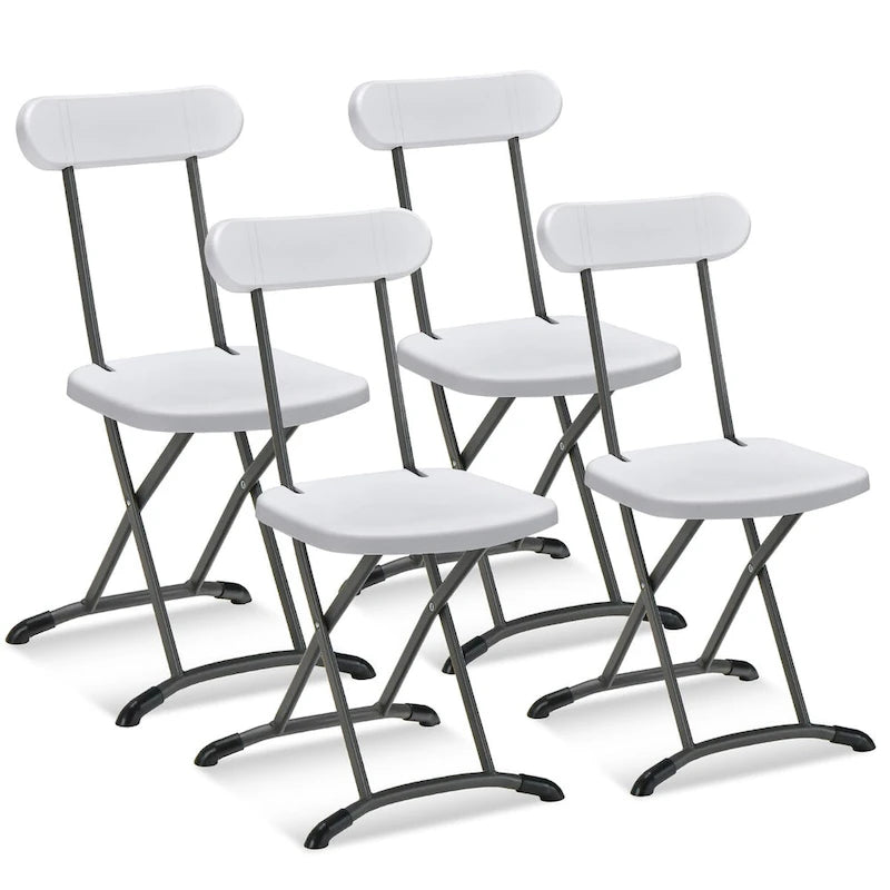 Lot de 4 chaises pliantes – Blanc / Noir