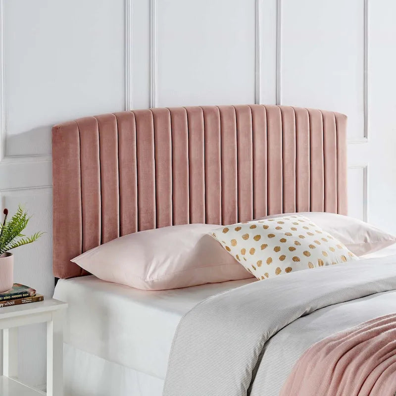 Tête de lit capitonnée en velours (vert-bleu / bleu marine / blanc / anthracite / rose poudré) — Grand lit / Très grand lit