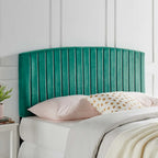 Tête de lit capitonnée en velours (vert-bleu / bleu marine / blanc / anthracite / rose poudré) — Grand lit / Très grand lit