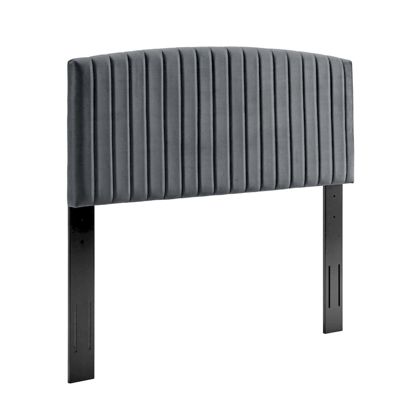 Tête de lit capitonnée en velours (vert-bleu / bleu marine / blanc / anthracite / rose poudré) — Grand lit / Très grand lit