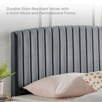 Tête de lit capitonnée en velours (vert-bleu / bleu marine / blanc / anthracite / rose poudré) — Grand lit / Très grand lit