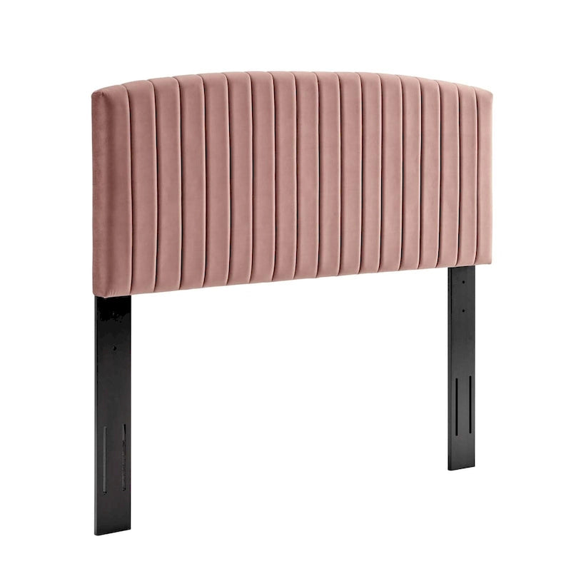 Tête de lit capitonnée en velours (vert-bleu / bleu marine / blanc / anthracite / rose poudré) — Grand lit / Très grand lit