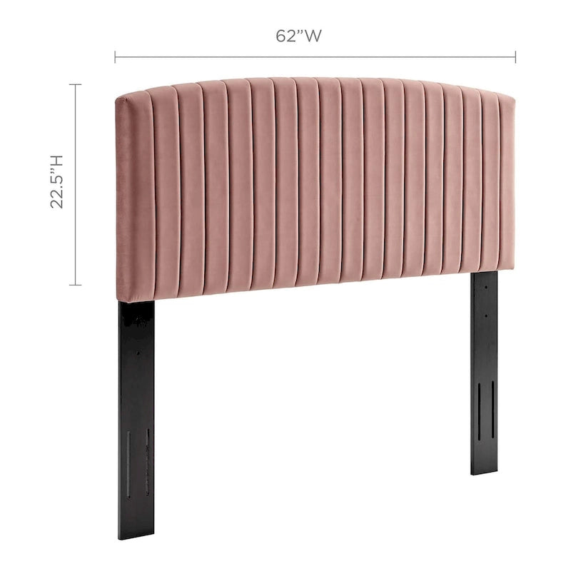 Tête de lit capitonnée en velours (vert-bleu / bleu marine / blanc / anthracite / rose poudré) — Grand lit / Très grand lit