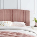 Tête de lit capitonnée en velours (vert-bleu / bleu marine / blanc / anthracite / rose poudré) — Grand lit / Très grand lit