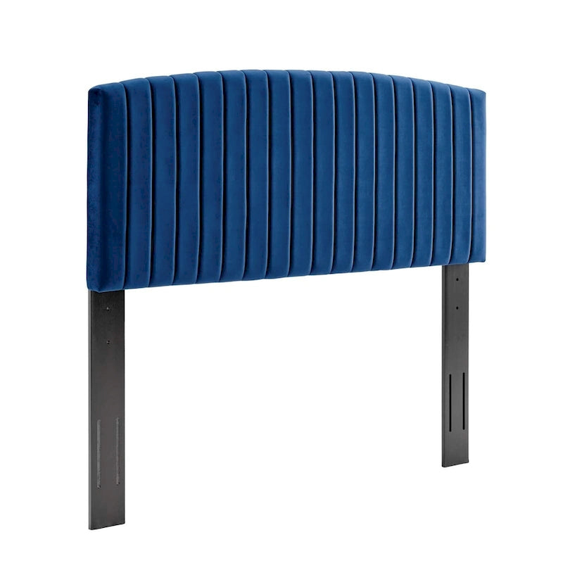 Tête de lit capitonnée en velours (vert-bleu / bleu marine / blanc / anthracite / rose poudré) — Grand lit / Très grand lit