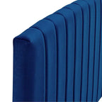 Tête de lit capitonnée en velours (vert-bleu / bleu marine / blanc / anthracite / rose poudré) — Grand lit / Très grand lit