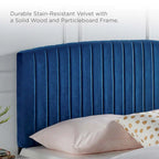 Tête de lit capitonnée en velours (vert-bleu / bleu marine / blanc / anthracite / rose poudré) — Grand lit / Très grand lit