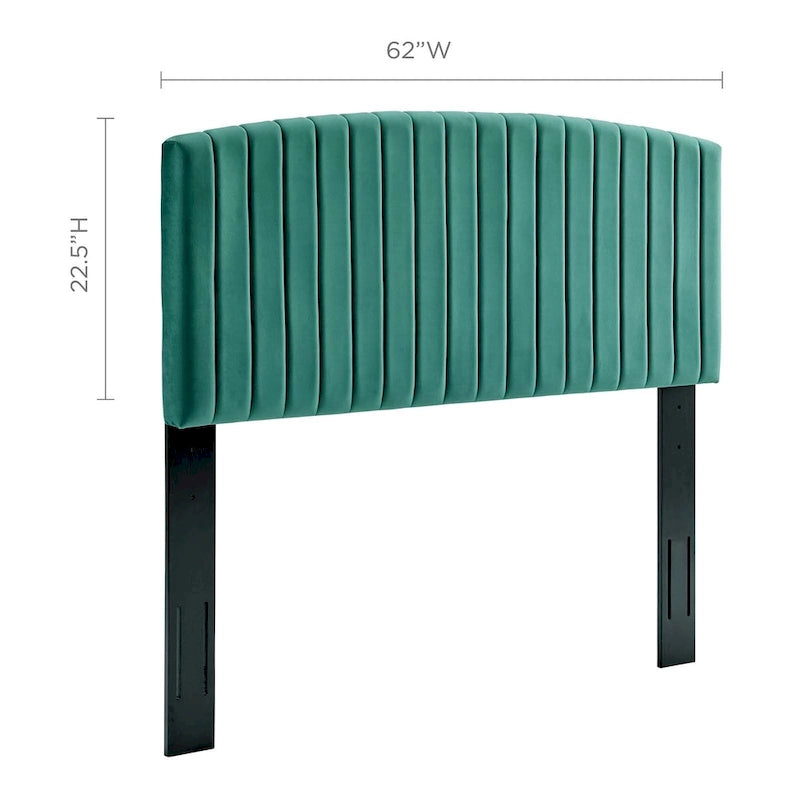 Tête de lit capitonnée en velours (vert-bleu / bleu marine / blanc / anthracite / rose poudré) — Grand lit / Très grand lit