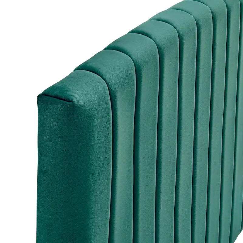 Tête de lit capitonnée en velours (vert-bleu / bleu marine / blanc / anthracite / rose poudré) — Grand lit / Très grand lit
