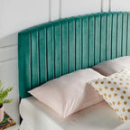 Tête de lit capitonnée en velours (vert-bleu / bleu marine / blanc / anthracite / rose poudré) — Grand lit / Très grand lit
