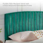 Tête de lit capitonnée en velours (vert-bleu / bleu marine / blanc / anthracite / rose poudré) — Grand lit / Très grand lit