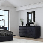 Commode 6 tiroirs – Noir délavé / Noyer brun / Chêne clair
