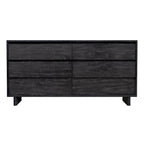 Commode 6 tiroirs – Noir délavé / Noyer brun / Chêne clair