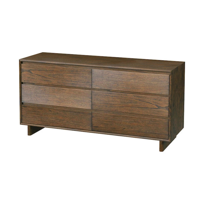 Commode 6 tiroirs – Noir délavé / Noyer brun / Chêne clair