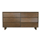 Commode 6 tiroirs – Noir délavé / Noyer brun / Chêne clair
