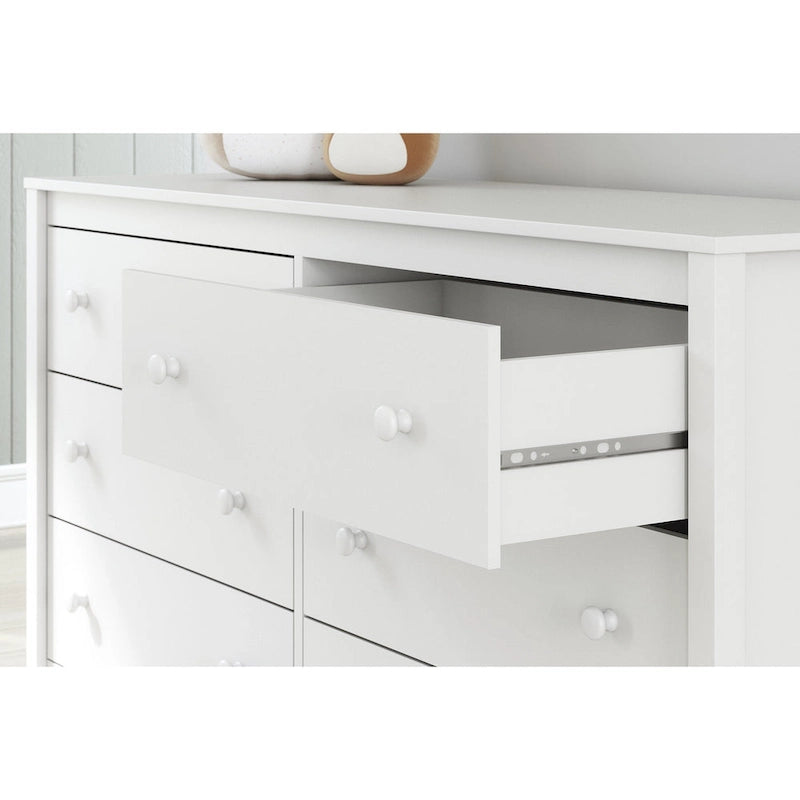 Commode blanche à 6 tiroirs — Style festonné, 1 personne