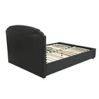 Lit King capitonné en toile de jute couleur anthracite avec tiroir de rangement sous le lit