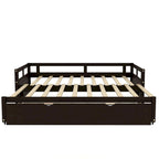 Lit de repos gigogne simple-double, coloris expresso/gris/blanc, couchage 1 ou 2 personnes