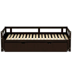 Lit de repos gigogne simple-double, coloris expresso/gris/blanc, couchage 1 ou 2 personnes