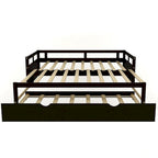 Lit de repos gigogne simple-double, coloris expresso/gris/blanc, couchage 1 ou 2 personnes