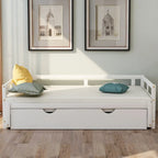 Lit de repos gigogne simple-double, coloris expresso/gris/blanc, couchage 1 ou 2 personnes