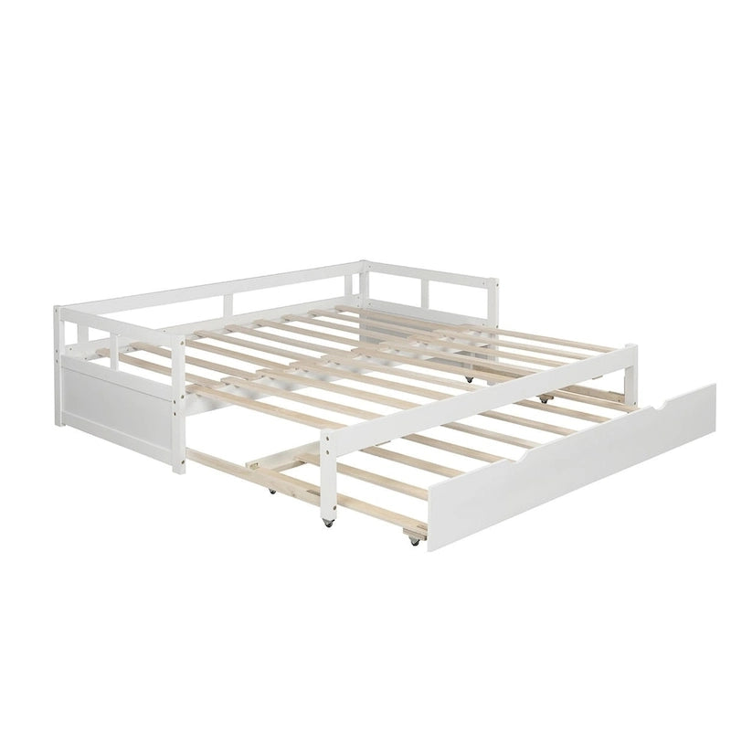 Lit de repos gigogne simple-double, coloris expresso/gris/blanc, couchage 1 ou 2 personnes