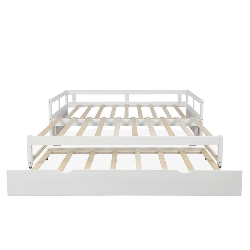 Lit de repos gigogne simple-double, coloris expresso/gris/blanc, couchage 1 ou 2 personnes