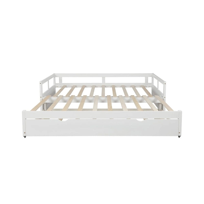 Lit de repos gigogne simple-double, coloris expresso/gris/blanc, couchage 1 ou 2 personnes