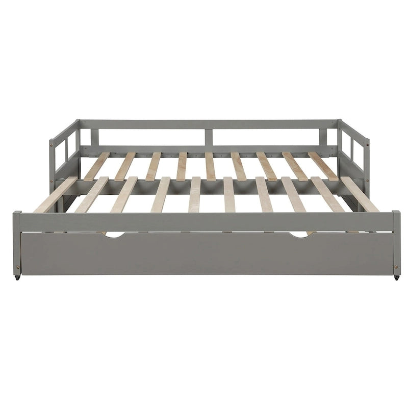 Lit de repos gigogne simple-double, coloris expresso/gris/blanc, couchage 1 ou 2 personnes