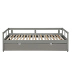 Lit de repos gigogne simple-double, coloris expresso/gris/blanc, couchage 1 ou 2 personnes