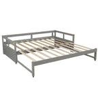 Lit de repos gigogne simple-double, coloris expresso/gris/blanc, couchage 1 ou 2 personnes