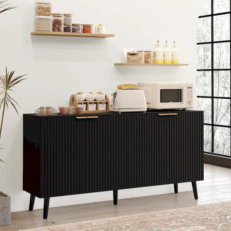Buffet de rangement à 4 portes noir/blanc