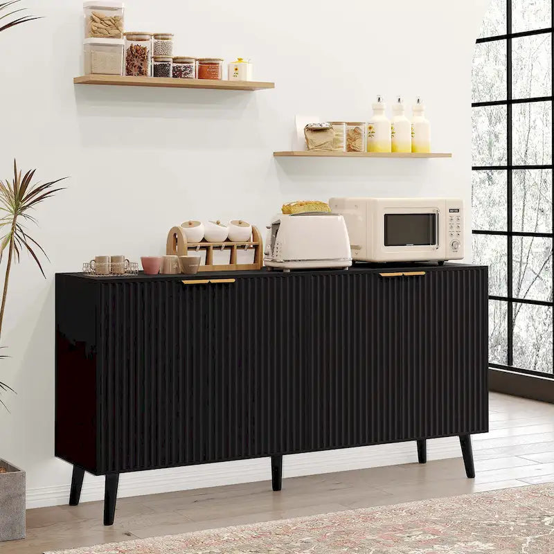 Buffet de rangement à 4 portes noir/blanc