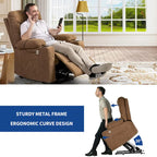 Fauteuil releveur massant gris/marron, 1 place