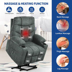 Fauteuil releveur massant gris/marron, 1 place