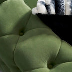 Canapé 3 places touffeté en velours, accoudoirs carrés, pieds dorés — Crème / Bleu / Vert menthe / Rose / Vert / Noir