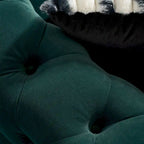 Canapé 3 places touffeté en velours, accoudoirs carrés, pieds dorés — Crème / Bleu / Vert menthe / Rose / Vert / Noir