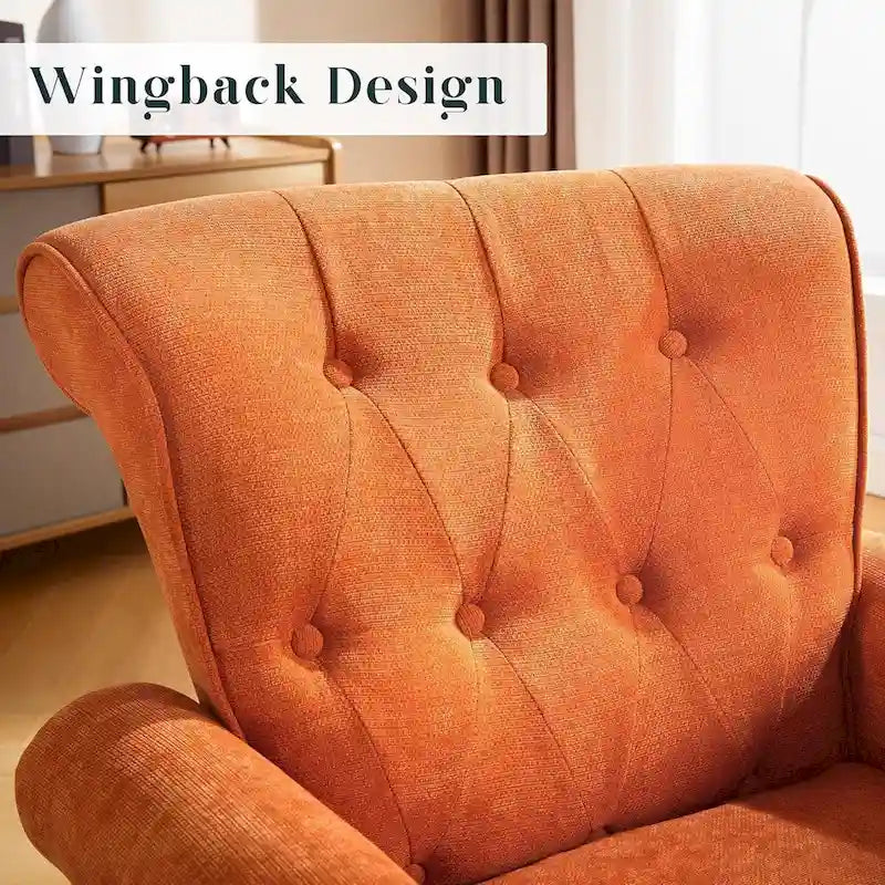 Fauteuil à accoudoirs roulés, motif floral vert/orange/bleu/jaune avec garniture cloutée, lot de 2