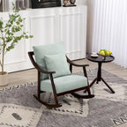 Fauteuil à bascule, marron clair / jaune / vert clair, structure en bois massif