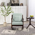 Fauteuil à bascule, marron clair / jaune / vert clair, structure en bois massif
