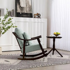 Fauteuil à bascule, marron clair / jaune / vert clair, structure en bois massif