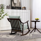 Fauteuil à bascule, marron clair / jaune / vert clair, structure en bois massif