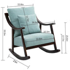 Fauteuil à bascule, marron clair / jaune / vert clair, structure en bois massif