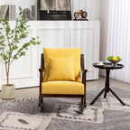 Fauteuil à bascule, marron clair / jaune / vert clair, structure en bois massif