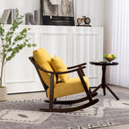 Fauteuil à bascule, marron clair / jaune / vert clair, structure en bois massif